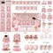 Class of 2026 Graduation Decorations - 40-Piece Pink & Rose Gold Party Kit: Fabric Backdrop, Porch Signs, Guest Book, Honeycomb Centerpieces & Balloons - High School & College Supplies